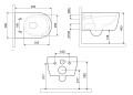Hänge WC DOTO wandhängend 48 / 54 cm spülrandlos rimless WC Schüssel weiß Sitz