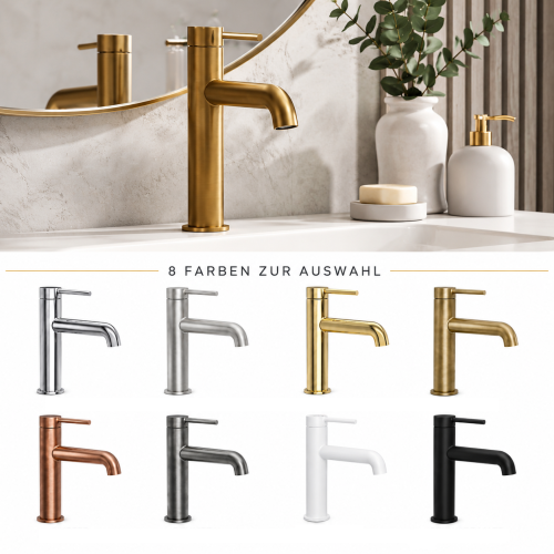 Waschtischarmatur Armatur Wasserhahn Badarmatur Delta Pi schwarz gold chrom TOP Qualität (id: 2300)