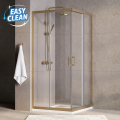 Duschkabine Modern 90x90x190 cm Easy Clean Viereck gold gebürstet (id: 2302)
