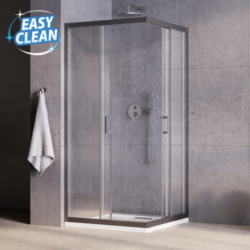 Duschkabine Modern 90x90x190 cm gun metall Easy Clean Viereck (id: 2304)