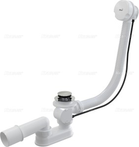 ABLAUFGARNITUR für BADEWANNE SIPHON ø52 MM weiß/chrom ALCAPLAST A51B Länge 57 cm