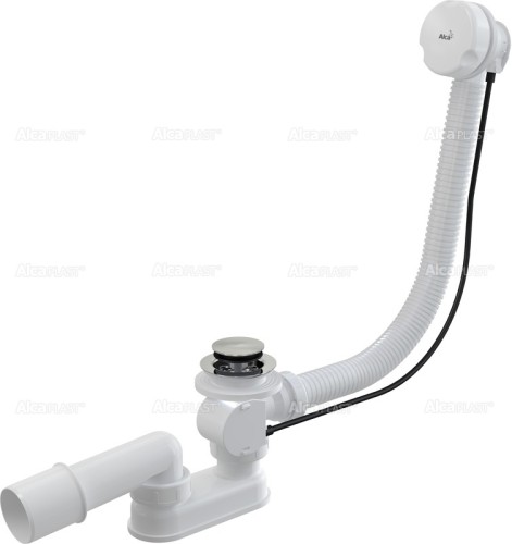 ABLAUFGARNITUR für BADEWANNE SIPHON ø52 MM weiß/chrom ALCAPLAST A51B Länge 57 cm (id: 2307)