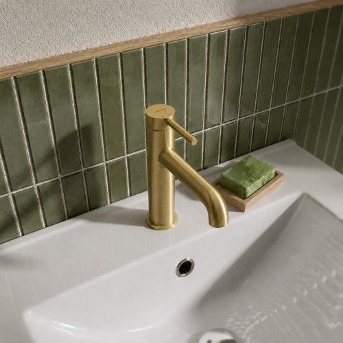 Waschtischarmatur Armatur Wasserhahn Badarmatur Delta Pi gold gebürstet TOP Qualität (id: 2308)
