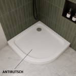 Duschwanne 90x90 x 5 x 15 cm Ben-3 R55 Viertelkreis Antirutschoberfläche Duschtasse + Siphon 