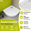Duschwanne 90x90 x 5 x 15 cm Ben-3 R55 Viertelkreis Antirutschoberfläche Duschtasse + Siphon (id: 2312)