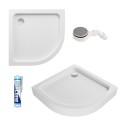 Duschwanne 90x90 x 5 x 15 cm Ben-3 R55 Viertelkreis Antirutschoberfläche Duschtasse + Siphon (id: 2312)