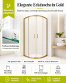 Duschkabine Modern 80x80x190 cm Easy Clean Viertelkreis gold gebürstet (id: 2315)