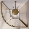 Duschkabine Modern 90x90x190 cm Easy Clean Viertelkreis gold gebürstet (id: 2316)