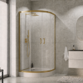 Duschkabine Modern 90x90x190 cm Easy Clean Viertelkreis gold gebürstet (id: 2316)