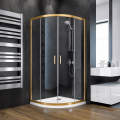 Duschkabine Modern 90x90x190 cm Easy Clean Viertelkreis gold gebürstet (id: 2316)