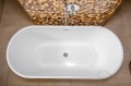 Freistehende Standbadewanne Badewanne Acryl 170 x 77 cm Ab- und Überlauf Click Clack Elena + ABLAGE BADEWANNENBRETT