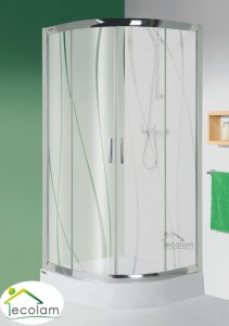 Duschkabine Dusche Viertelkreis Glas gemustert 90x90 x 190 cm R55 KP4