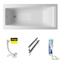 Badewanne mit Isolierung Linda 160x75 cm Antirutsch Thermobadewanne ecoThermoPro Rechteck + Siphon Viega (id: 2326) ohne Verkleidung