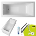 Badewanne mit Isolierung Linda 160x75 cm Antirutsch Thermobadewanne ecoThermoPro Rechteck + Siphon Viega (id: 2326) Acrylschürze