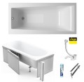 Badewanne mit Isolierung Linda 160x75 cm Antirutsch Thermobadewanne ecoThermoPro Rechteck + Siphon Viega (id: 2326)Styroporverkleidung