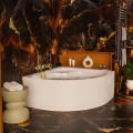 Badewanne Selma 140x140 cm mit LED Beleuchtung Unterwasserbeleuchtung Isolierung Eckbadewanne + Siphon Viega (id: 2330)