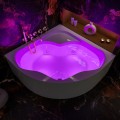 Badewanne Selma 140x140 cm mit LED Beleuchtung Unterwasserbeleuchtung Isolierung Eckbadewanne + Siphon Viega (id: 2330)