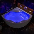 Badewanne Selma 140x140 cm mit LED Beleuchtung Unterwasserbeleuchtung Isolierung Eckbadewanne + Siphon Viega (id: 2330)