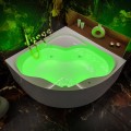Badewanne Selma 140x140 cm mit LED Beleuchtung Unterwasserbeleuchtung Isolierung Eckbadewanne + Siphon Viega (id: 2330)