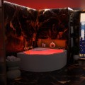 Badewanne Selma 140x140 cm mit LED Beleuchtung Unterwasserbeleuchtung Isolierung Eckbadewanne + Siphon Viega (id: 2330)
