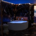 Badewanne Selma 140x140 cm mit LED Beleuchtung Unterwasserbeleuchtung Isolierung Eckbadewanne + Siphon Viega (id: 2330)