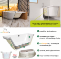 Badewanne Selma 140x140 cm mit LED Beleuchtung Unterwasserbeleuchtung Isolierung Eckbadewanne + Siphon Viega (id: 2330)