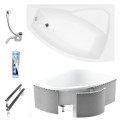 Badewanne Rima 160x100 cm rechts Eckbadewanne (id: 262) Styroporverkleidung