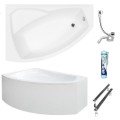 Badewanne Rima 150x95 cm links Eckbadewanne optional: Kopfstütze (id: 270) Acrylschürze