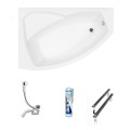 Badewanne Rima 150x95 cm links Eckbadewanne optional: Kopfstütze (id: 270) ohne Verkleidung