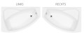 Badewanne Rima 160x100 cm links Eckbadewanne optional: Kopfstütze (id: 273)