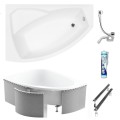 Badewanne Rima 170x110 cm links Eckbadewanne optional: Kopfstütze (id: 275) Styroporverkleidung