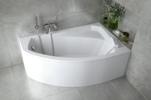 Badewanne Rima 130x85 cm rechts Eckbadewanne optional: Kopfstütze