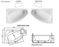 Badewanne Frida 150x100 cm links Eckwanne (id: 259)