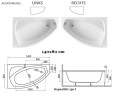 Badewanne Frida 140x80 cm rechts Eckwanne (id: 266)