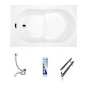 Badewanne mit Sitz 130x75 cm Sitzbadewanne Wivea Rechteck (id: 292) ohne Verkleidung