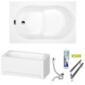 Badewanne mit Sitz 130x75 cm Sitzbadewanne Wivea Rechteck (id: 292) Acrylschürze