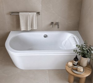 Badewanne Avita 150x75 cm rechts + Kopfkissen Mare  Eckbadewanne 