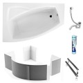 Badewanne Frida 160x105 cm links Eckwanne (id: 1626) Wannenträger