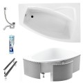 Badewanne Frida 160x105 cm rechts Eckwanne (id: 1625) Styroporverkleidung