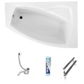Badewanne Frida 160x105 cm rechts Eckwanne (id: 1625) ohne Verkleidung