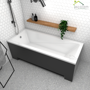 Schürze für Badewanne Rechteck Modern Acryl 170x70 cm schwarz black 