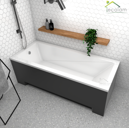 Badewanne Rechteck Modern Acryl 170x70 cm optional: schwarze Schürze black