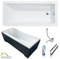 Badewanne Rechteck Modern Acryl 170x70 cm optional: schwarze Schürze black