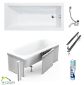 Badewanne Rechteck Modern Acryl 170x70 cm optional: schwarze Schürze black