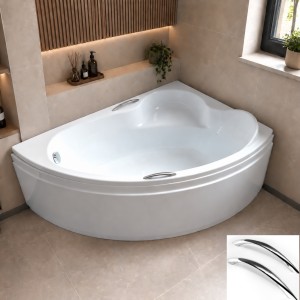 Badewanne Eckbadewanne 160x100 cm rechts Ada + Handgriffe