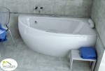 Badewanne Eckbadewanne Milena 150x70 cm rechts optional: Kopfstütze + Handgriffe