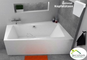 Badewanne Eckbadewanne Infinity 160 x 100 cm rechts optional 1 bzw. 2 Kopfstützen