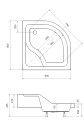 Duschwanne Viertelkreis Olivier mit Sitz 80x80 x 43,5 x 15 cm R55 optional: Siphon Click Clack