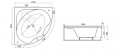 Abmessung: Eckwanne Standard 150 x 150 cm