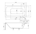 Badewanne Rechteck Talia 120x70 Abmessung